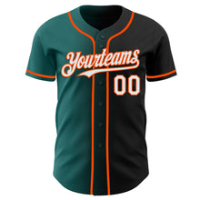 Load image into Gallery viewer, Custom Black White Teal-Orange Authentic Gradient Fashion Baseball Jersey