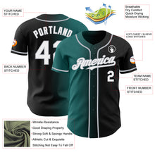 Load image into Gallery viewer, Custom Black White Teal-Gray Authentic Gradient Fashion Baseball Jersey