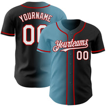 Load image into Gallery viewer, Custom Black White Shadow Blue-Red Authentic Gradient Fashion Baseball Jersey
