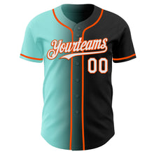 Load image into Gallery viewer, Custom Black White Ice Blue-Orange Authentic Gradient Fashion Baseball Jersey