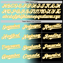 Load image into Gallery viewer, Custom Black White Ice Blue-Gold Authentic Gradient Fashion Baseball Jersey