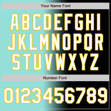 Load image into Gallery viewer, Custom Black White Ice Blue-Gold Authentic Gradient Fashion Baseball Jersey