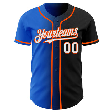Custom Black White Thunder Blue-Orange Authentic Gradient Fashion Baseball Jersey