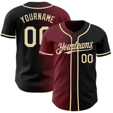 Charger l'image dans la galerie, Custom Black Cream-Burgundy Authentic Gradient Fashion Baseball Jersey