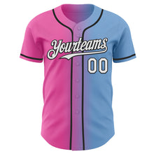 Charger l'image dans la galerie, Custom Light Blue White Pink-Black Authentic Gradient Fashion Baseball Jersey