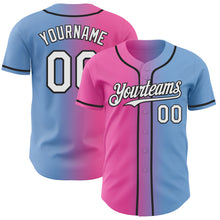 Charger l'image dans la galerie, Custom Light Blue White Pink-Black Authentic Gradient Fashion Baseball Jersey