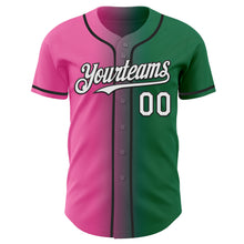 Charger l'image dans la galerie, Custom Kelly Green White Pink-Black Authentic Gradient Fashion Baseball Jersey