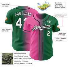 Charger l'image dans la galerie, Custom Kelly Green White Pink-Black Authentic Gradient Fashion Baseball Jersey