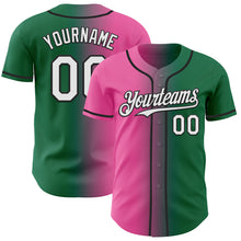 Charger l'image dans la galerie, Custom Kelly Green White Pink-Black Authentic Gradient Fashion Baseball Jersey
