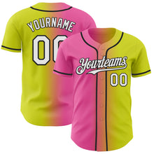 Charger l'image dans la galerie, Custom Neon Yellow White Pink-Black Authentic Gradient Fashion Baseball Jersey
