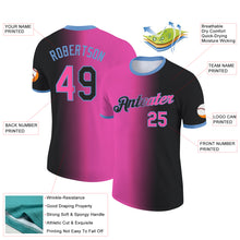 Laden Sie das Bild in den Galerie-Viewer, Custom Black Pink-Light Blue Gradient Fashion Performance T-Shirt