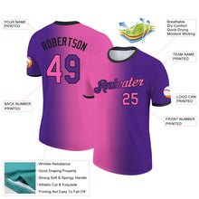 Загрузить изображение в средство просмотра галереи, Custom Purple Pink-Black Gradient Fashion Performance T-Shirt