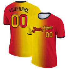 Load image into Gallery viewer, Custom Red Yellow-Black Gradient Fashion Performance T-Shirt