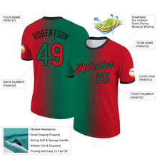 Load image into Gallery viewer, Custom Red Kelly Green-Black Gradient Fashion Performance T-Shirt