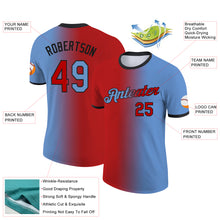 Charger l'image dans la galerie, Custom Light Blue Red-Black Gradient Fashion Performance T-Shirt