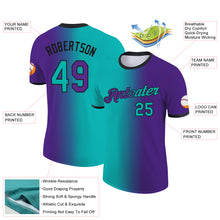 Загрузить изображение в средство просмотра галереи, Custom Purple Aqua-Black Gradient Fashion Performance T-Shirt
