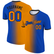 Laden Sie das Bild in den Galerie-Viewer, Custom Thunder Blue Bay Orange-Black Gradient Fashion Performance T-Shirt