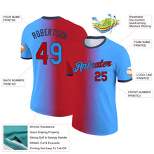 Загрузить изображение в средство просмотра галереи, Custom Powder Blue Red-Navy Gradient Fashion Performance T-Shirt