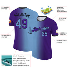 Загрузить изображение в средство просмотра галереи, Custom Purple Light Blue-Black Gradient Fashion Performance T-Shirt