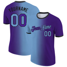 Загрузить изображение в средство просмотра галереи, Custom Purple Light Blue-Black Gradient Fashion Performance T-Shirt
