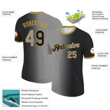 Load image into Gallery viewer, Custom Black Gray-Old Gold Gradient Fashion Performance T-Shirt