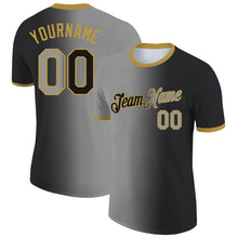 Load image into Gallery viewer, Custom Black Gray-Old Gold Gradient Fashion Performance T-Shirt