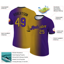 Загрузить изображение в средство просмотра галереи, Custom Purple Old Gold-Black Gradient Fashion Performance T-Shirt