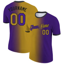 Загрузить изображение в средство просмотра галереи, Custom Purple Old Gold-Black Gradient Fashion Performance T-Shirt