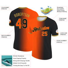 Laden Sie das Bild in den Galerie-Viewer, Custom Black Orange-Old Gold Gradient Fashion Performance T-Shirt