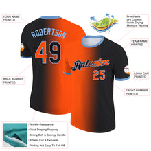 Laden Sie das Bild in den Galerie-Viewer, Custom Black Orange-Light Blue Gradient Fashion Performance T-Shirt