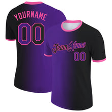Laden Sie das Bild in den Galerie-Viewer, Custom Black Purple-Pink Gradient Fashion Performance T-Shirt