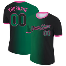 Laden Sie das Bild in den Galerie-Viewer, Custom Black Kelly Green-Pink Gradient Fashion Performance T-Shirt