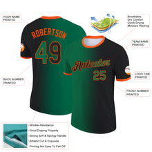 Laden Sie das Bild in den Galerie-Viewer, Custom Black Kelly Green-Orange Gradient Fashion Performance T-Shirt