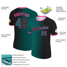 Load image into Gallery viewer, Custom Black Teal-Pink Gradient Fashion Performance T-Shirt