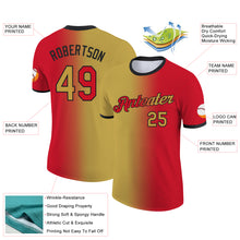 Load image into Gallery viewer, Custom Red Old Gold-Black Gradient Fashion Performance T-Shirt