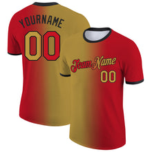 Load image into Gallery viewer, Custom Red Old Gold-Black Gradient Fashion Performance T-Shirt