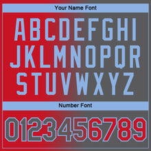 Laden Sie das Bild in den Galerie-Viewer, Custom Red Steel Gray-Light Blue Gradient Fashion Performance T-Shirt