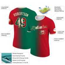 Laden Sie das Bild in den Galerie-Viewer, Custom Red Vintage Mexican Flag Kelly Green-City Cream Gradient Fashion Performance T-Shirt