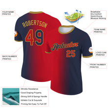 Charger l'image dans la galerie, Custom Navy Red-Old Gold Gradient Fashion Performance T-Shirt