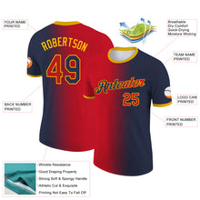 Charger l'image dans la galerie, Custom Navy Red-Gold Gradient Fashion Performance T-Shirt