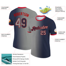 Charger l'image dans la galerie, Custom Navy Gray-Red Gradient Fashion Performance T-Shirt