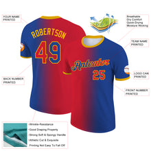 Load image into Gallery viewer, Custom Royal Red-Gold Gradient Fashion Performance T-Shirt