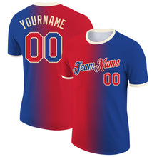 Load image into Gallery viewer, Custom Royal Red-Cream Gradient Fashion Performance T-Shirt