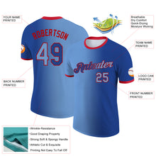 Load image into Gallery viewer, Custom Royal Light Blue-Red Gradient Fashion Performance T-Shirt