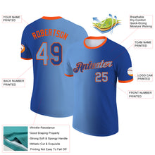 Load image into Gallery viewer, Custom Royal Light Blue-Orange Gradient Fashion Performance T-Shirt
