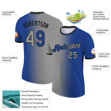 Load image into Gallery viewer, Custom Royal Gray-Black Gradient Fashion Performance T-Shirt