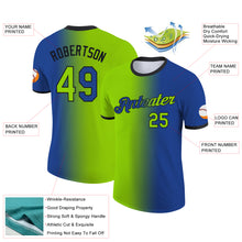 Load image into Gallery viewer, Custom Royal Neon Green-Black Gradient Fashion Performance T-Shirt