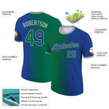 Load image into Gallery viewer, Custom Royal Kelly Green-Gray Gradient Fashion Performance T-Shirt