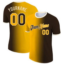 Load image into Gallery viewer, Custom Brown Gold-Cream Gradient Fashion Performance T-Shirt