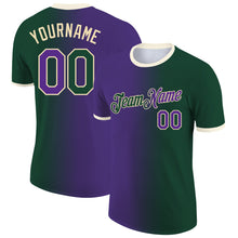 Load image into Gallery viewer, Custom Green Purple-Cream Gradient Fashion Performance T-Shirt